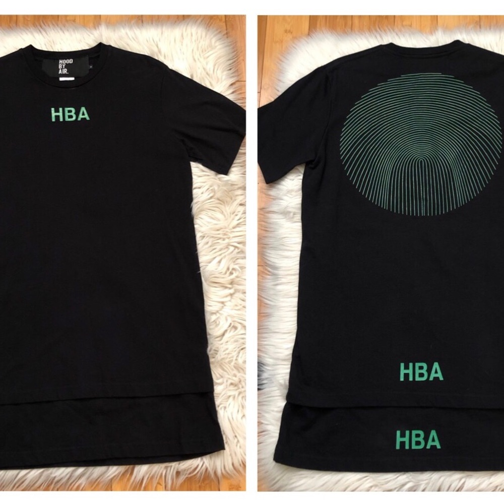 HOOD BY AIR Green Logo Graphic Relaxed Fit Cotton Black Dress Womens, size S